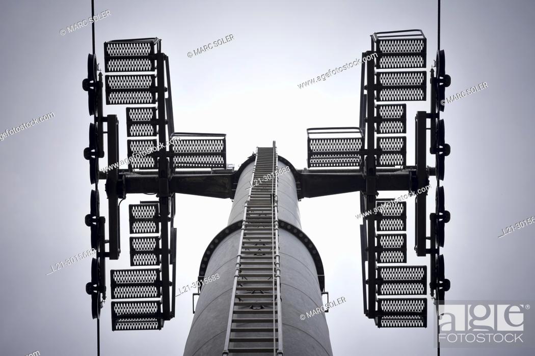 Stock Photo: Gondola lift tower, low angle view.