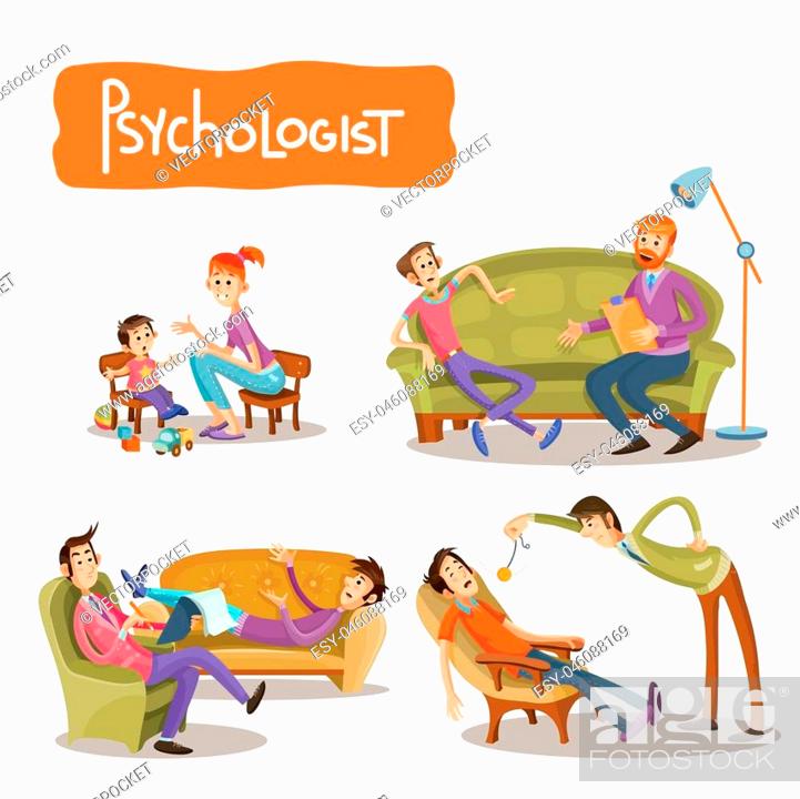 cartoon illustrations the patient is talking with psychotherapist,  consultation of psychologist, Stock Photo, Picture And Low Budget Royalty  Free Image. Pic. ESY-046088169 | agefotostock