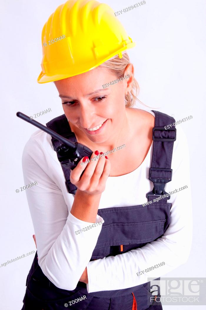 Stock Photo: Female construction worker.