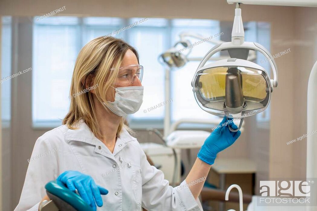 Stock Photo: Dentist woman in the medical office. Medicine, stomatology and healthcare.