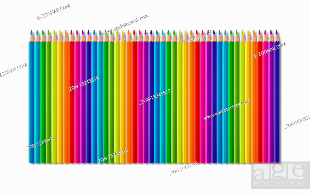 Stock Photo: Set of rainbow color wooden pencil collection isolated on white background.