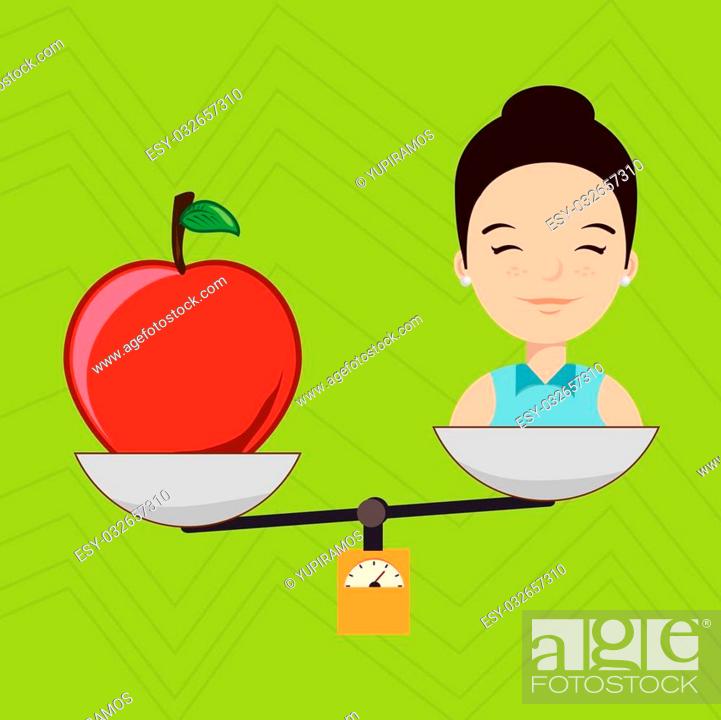 woman cartoon fruit food balance vector illustration eps 10, Stock Vector,  Vector And Low Budget Royalty Free Image. Pic. ESY-032657310 | agefotostock