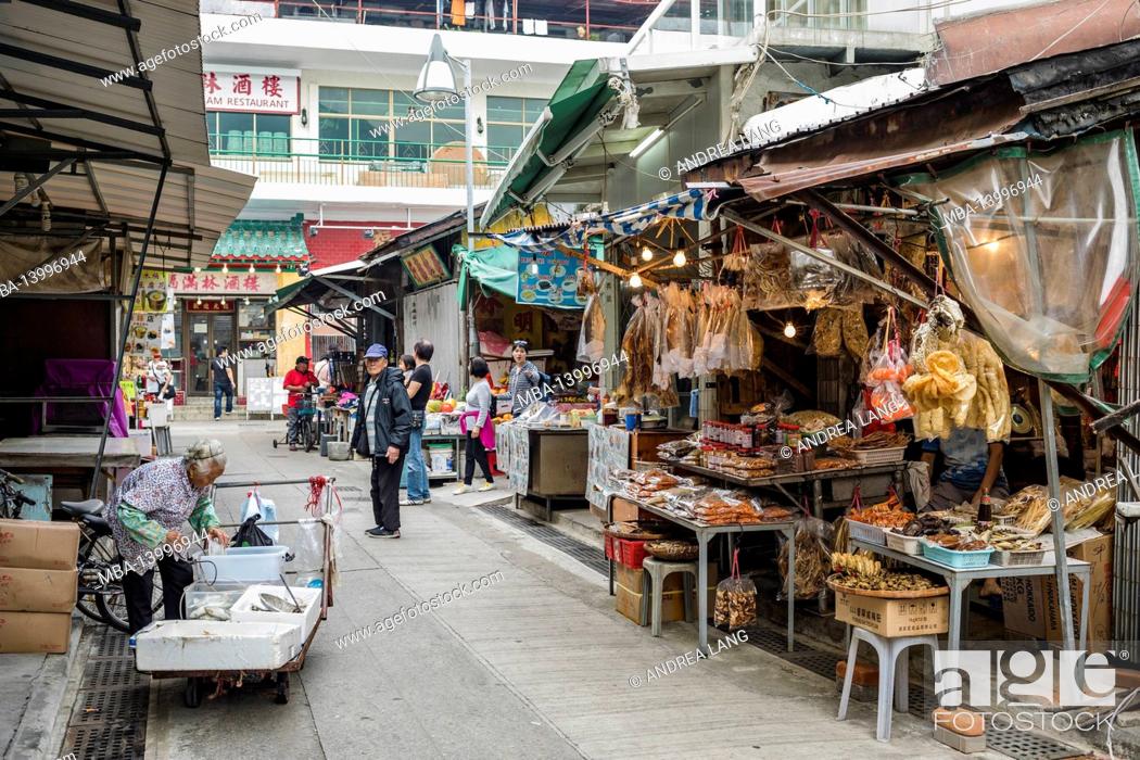 Stock Photo: market street with dried fish, traditional fishing village tai o, lantau.