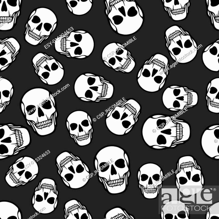 Stock Photo: Seamless pattern with skulls.