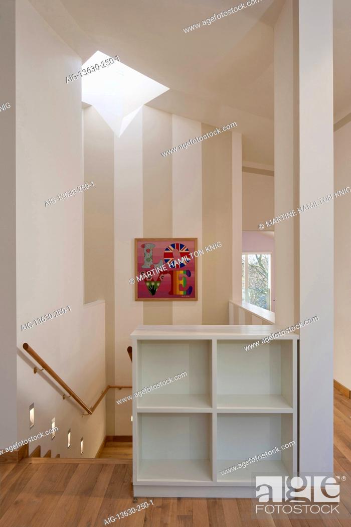 Stock Photo: Shelving unit at top of stairs in Maggie's Cancer Care centre, Nottingham.