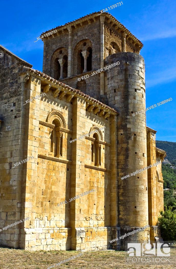 Stock Photo: Romanesque Church of San Pedro de Tejada - Valle de Valdivielso - Burgos - Castilla y Leon - Spain.
