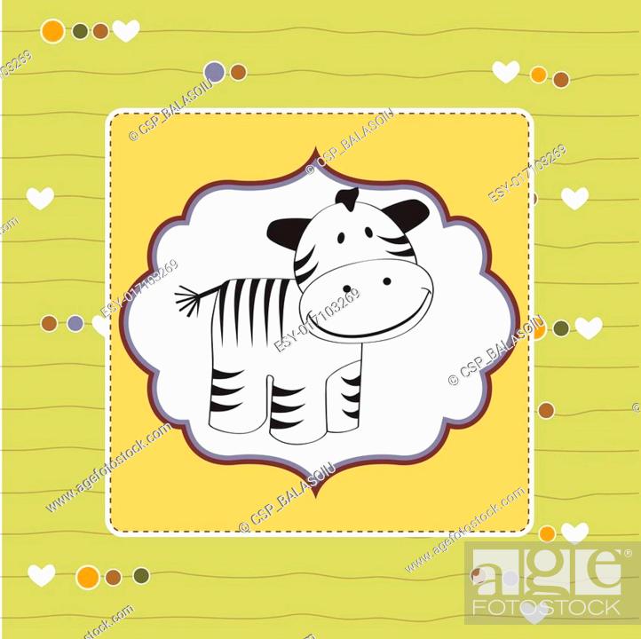 Stock Vector: new baby arrived card with zebra.
