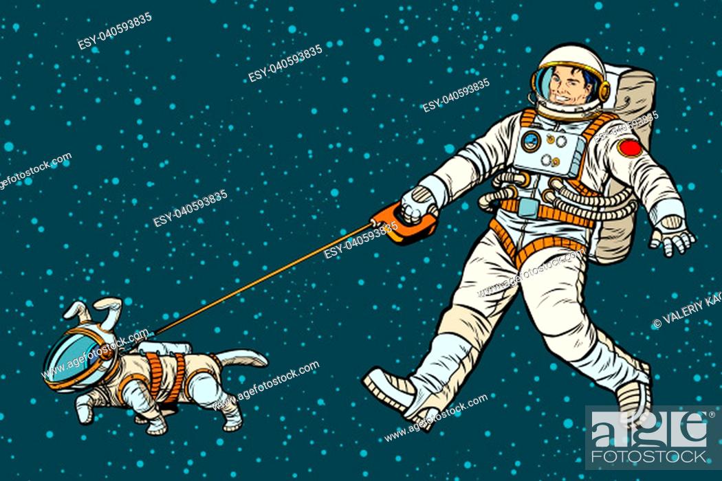 astronaut walking dog in a space suit. Pop art retro vector illustration  kitsch vintage drawing, Stock Photo, Picture And Low Budget Royalty Free  Image. Pic. ESY-040593835 | agefotostock