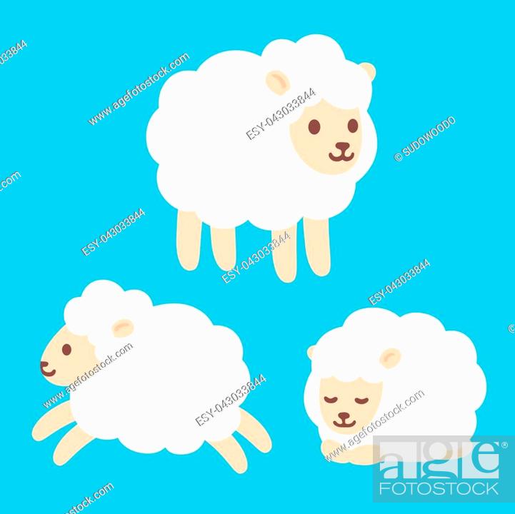 Cute cartoon baby sheep drawing set. Standing, jumping and sleeping, Stock  Vector, Vector And Low Budget Royalty Free Image. Pic. ESY-043033844 |  agefotostock