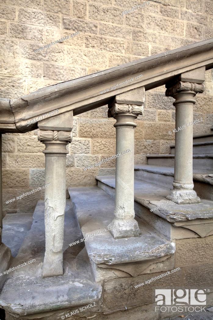 Stock Photo: Railing with pillars on stone stairs in Arezzo.