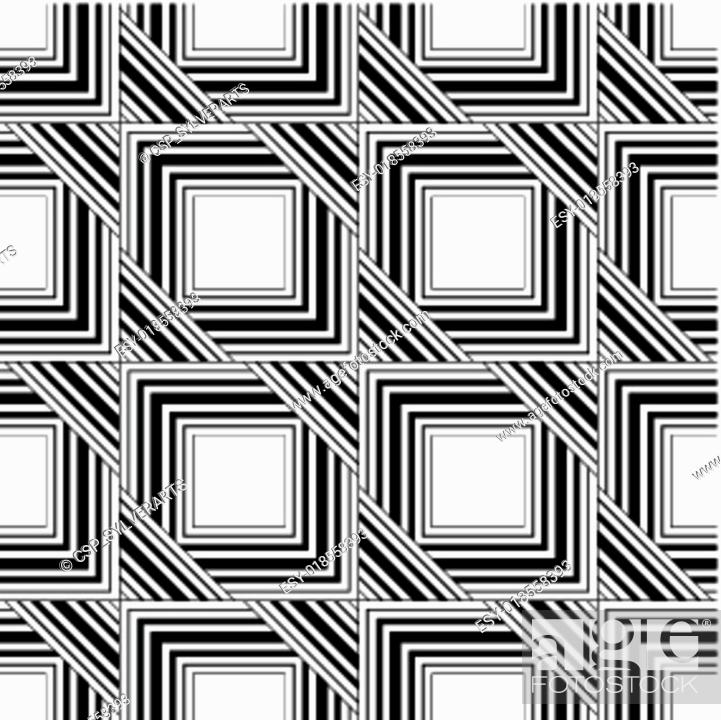 Vector: Seamless black and white pattern, simple vector stripes geometri.