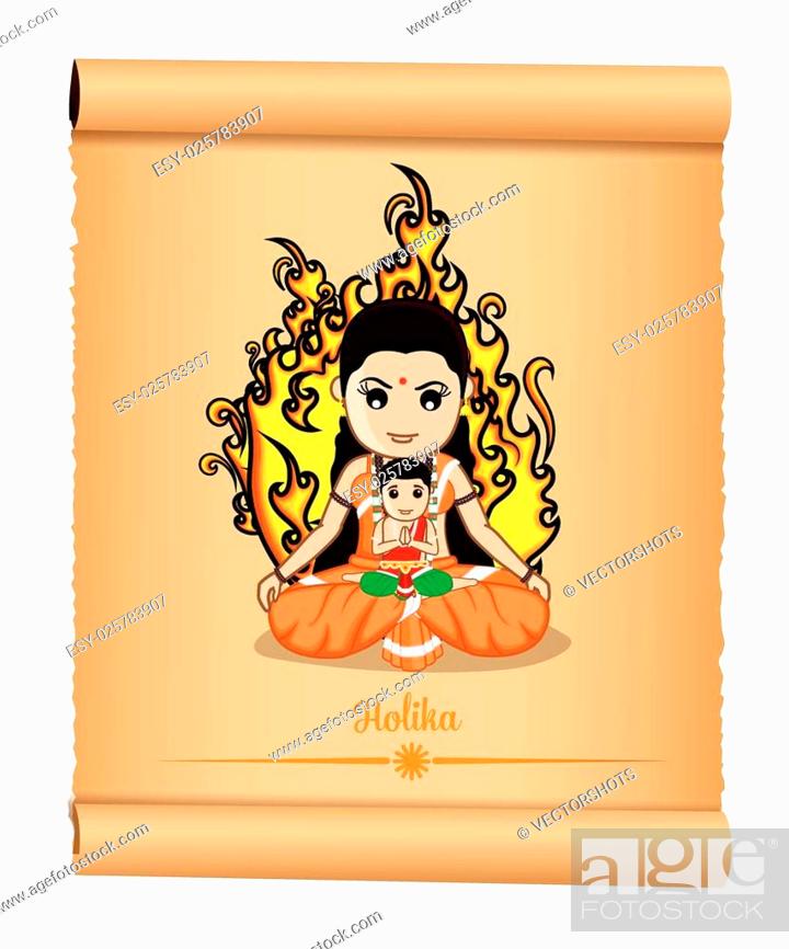 Holika Dahan - Hindu Mythological Cartoon Characters Vector Illustration,  Stock Vector, Vector And Low Budget Royalty Free Image. Pic. ESY-025783907  | agefotostock