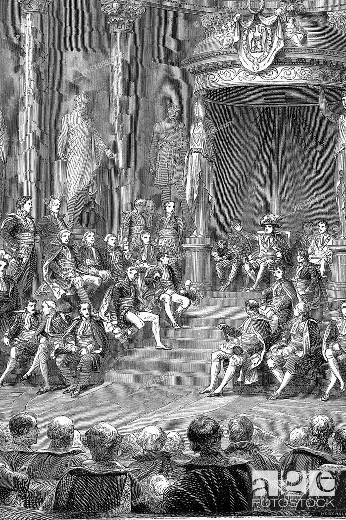 Imagen: Imperial session in the French senate. 1804. Antique illustration. 1890.