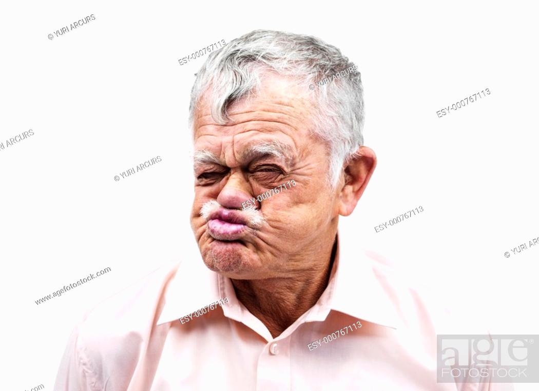 Portrait of a old man making funny face over white background, Stock Photo,  Picture And Low Budget Royalty Free Image. Pic. ESY-000767113 | agefotostock