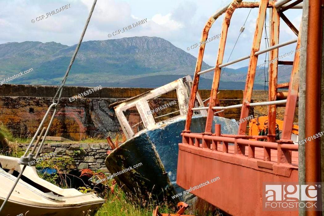 Stock Photo: Abandoned Boat in Boatyard.