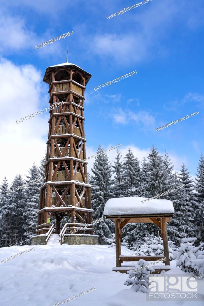 Stock Photo: favourite and well known wooden lookout tower inside of forest. Place to relax. (CTK Photo/Ondrej Zaruba).