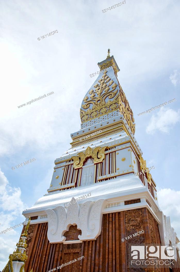 Stock Photo: Phra That Phanom Pagoda in Temple Laotian Style of Chedi, Nakhon Phanom, Thailand.