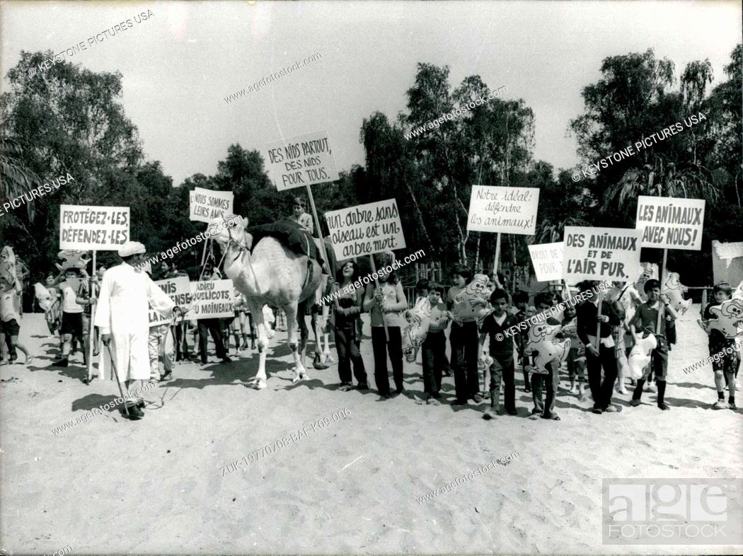 Jul. 08, 1977 - Teens Protest on Beach Animal Rights (Credit Image: ©  Keystone Press Agency/Keystone..., Stock Photo, Picture And Rights Managed  Image. Pic. ZUK-19770708-BAF-K09-006 | agefotostock