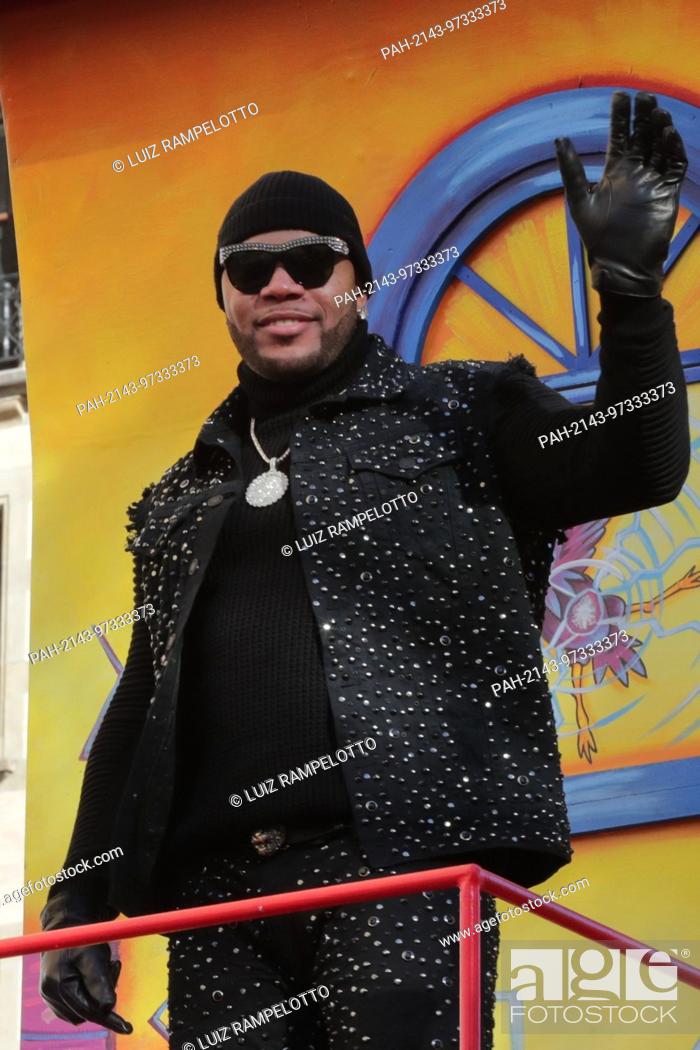 Stock Photo: Central Park West, New York, USA, November 23 2017 -Rapper Flo Rida attends the 91st Annual Macy's Thanksgiving Day Parade today in New York City.