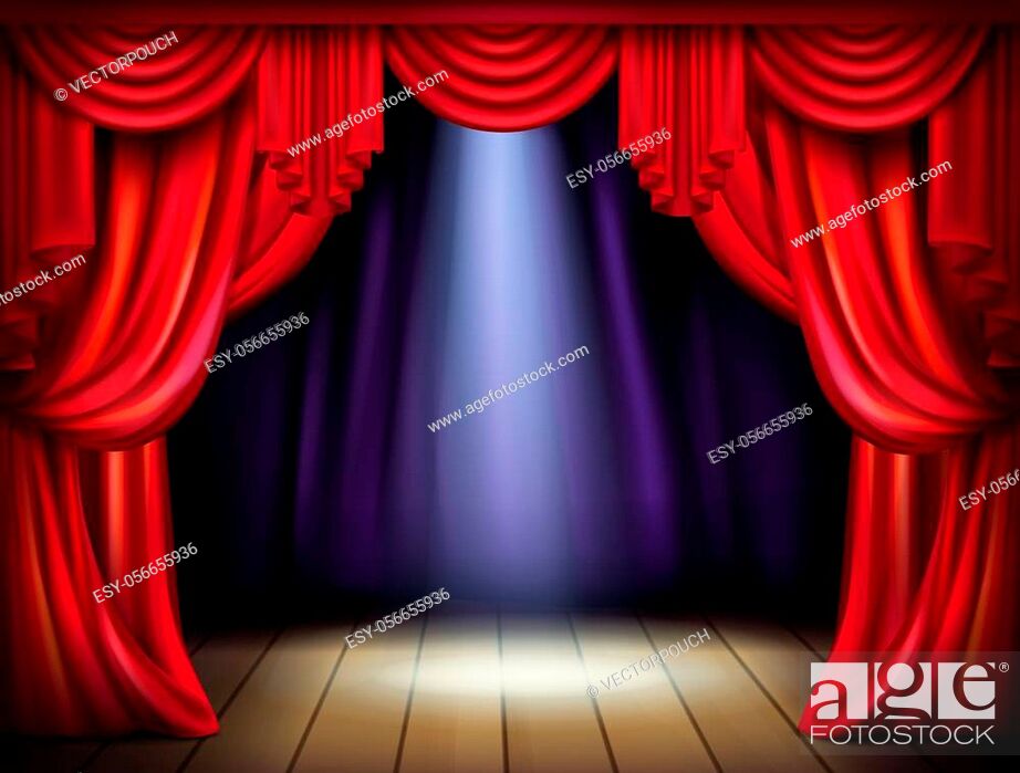 Empty stage with opened red curtains and projector light beam on wooden  floor realistic illustration, Stock Photo, Picture And Low Budget Royalty  Free Image. Pic. ESY-056655936 | agefotostock