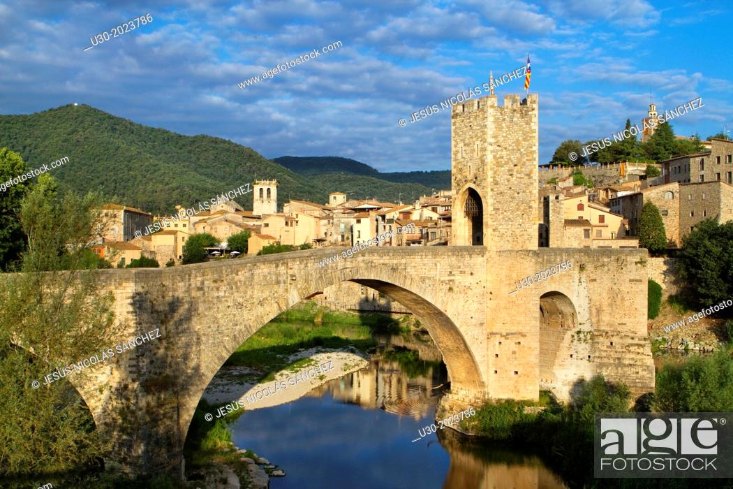 Stock Photo: Medieval Bridge (11th Century), in Besalu, a medieval village declarated Historical-Artistic Site, ubicated in La Garrotxa, Girona province.