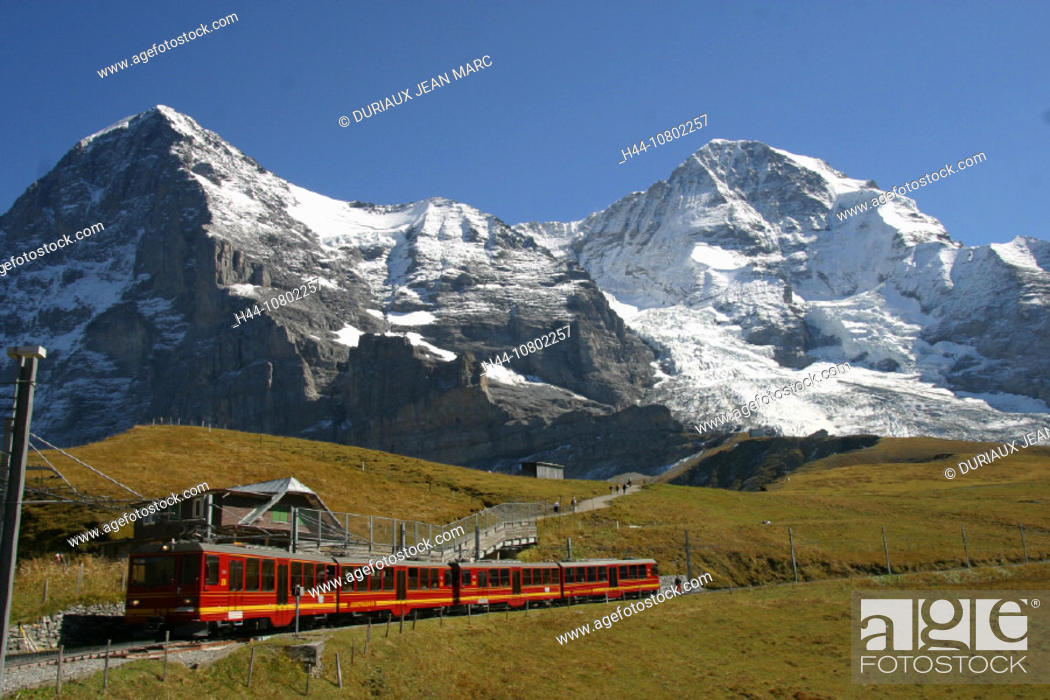 Stock Photo: Berne, Bernese Oberland, Canton Bern, Eiger, Monch, Alps, mountain railway, mountains, rack railway, railway, scener.