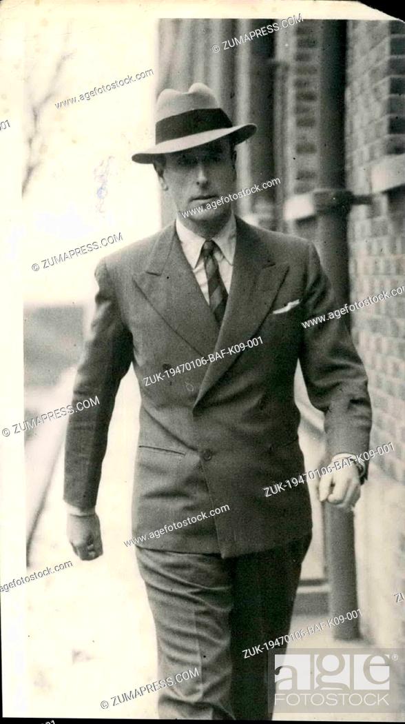 Stock Photo: Jan. 06, 1947 - Lord Louis Mountbatten re-joins the Navy.. Attends 'School' at Portsmouth.. 6-1-47 - Admiral Viscount Mountbatten.