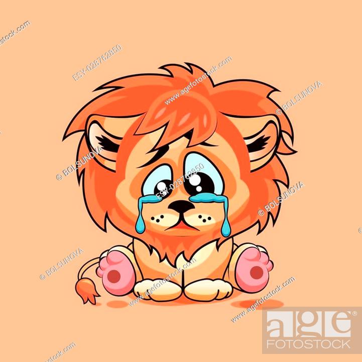 Vector Stock Illustration isolated Emoji character cartoon sad, frustrated  Lion cub crying, Stock Vector, Vector And Low Budget Royalty Free Image.  Pic. ESY-028762850 | agefotostock