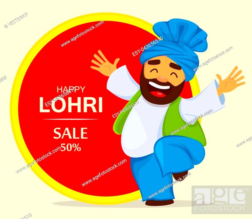 Popular winter Punjabi folk festival Lohri. Funny dancing Sikh man, cartoon  character for sale, Stock Vector, Vector And Low Budget Royalty Free Image.  Pic. ESY-043656510 | agefotostock