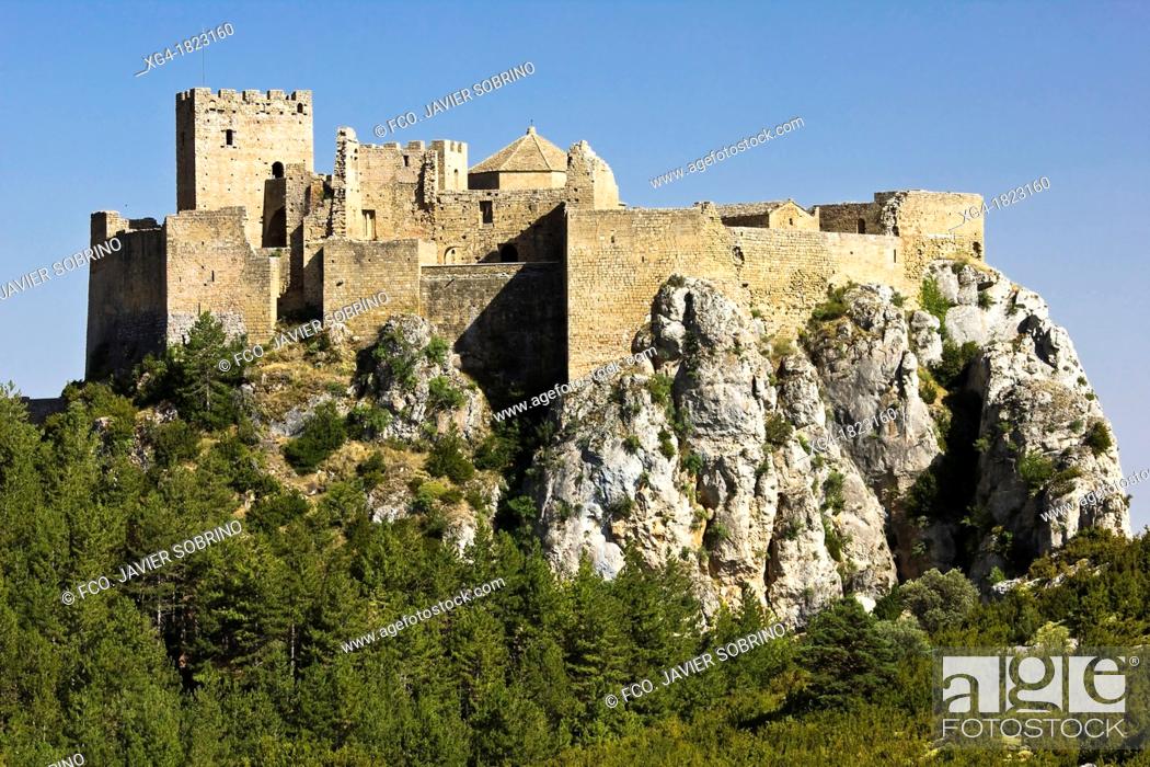 Stock Photo: Monastery Castle Loarre - Romanesque Style - Huesca province - Hoya de Huesca - Aragon - Spain - Europe.
