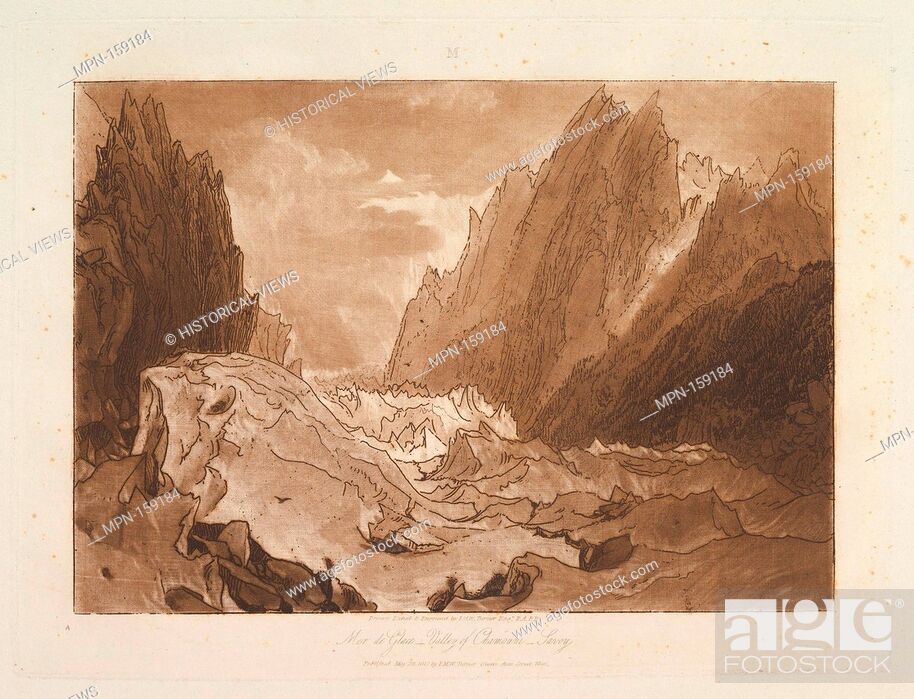 Stock Photo: Mêr de Glace, Valley of Chamouni-Savoy (Liber Studiorum, part X, plate 50). Artist and publisher: Joseph Mallord William Turner (British.