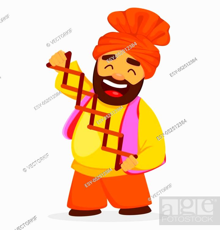 Popular winter Punjabi folk festival Lohri. Funny Sikh man, cartoon  character, Stock Vector, Vector And Low Budget Royalty Free Image. Pic.  ESY-052512384 | agefotostock