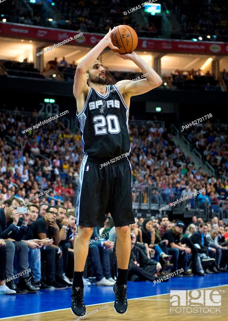 Stock Photo: San Antonio's Manu Ginobili in action during the basketball game between Alba Berlin and the San Antonio Spurs as part of the 'NBA Global Games' in Berlin.