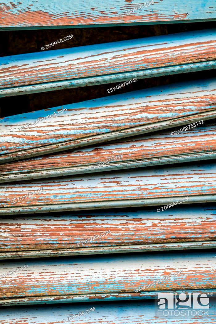 Stock Photo: Background texture of a blue wooden window shutters.