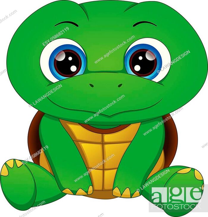 vector illustration of cute green turtle cartoon on a white background,  Stock Vector, Vector And Low Budget Royalty Free Image. Pic. ESY-058682119  | agefotostock