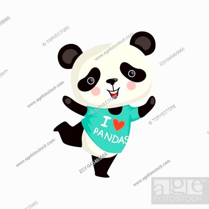 Funny little panda in dancing action. Cartoon character of adorable bamboo  bear with pink cheeks in..., Stock Vector, Vector And Low Budget Royalty  Free Image. Pic. ESY-045465066 | agefotostock