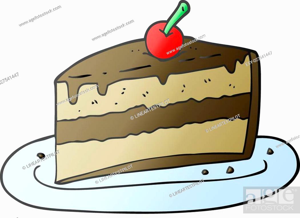 freehand drawn cartoon slice of cake, Stock Vector, Vector And Low Budget  Royalty Free Image. Pic. ESY-027541447 | agefotostock