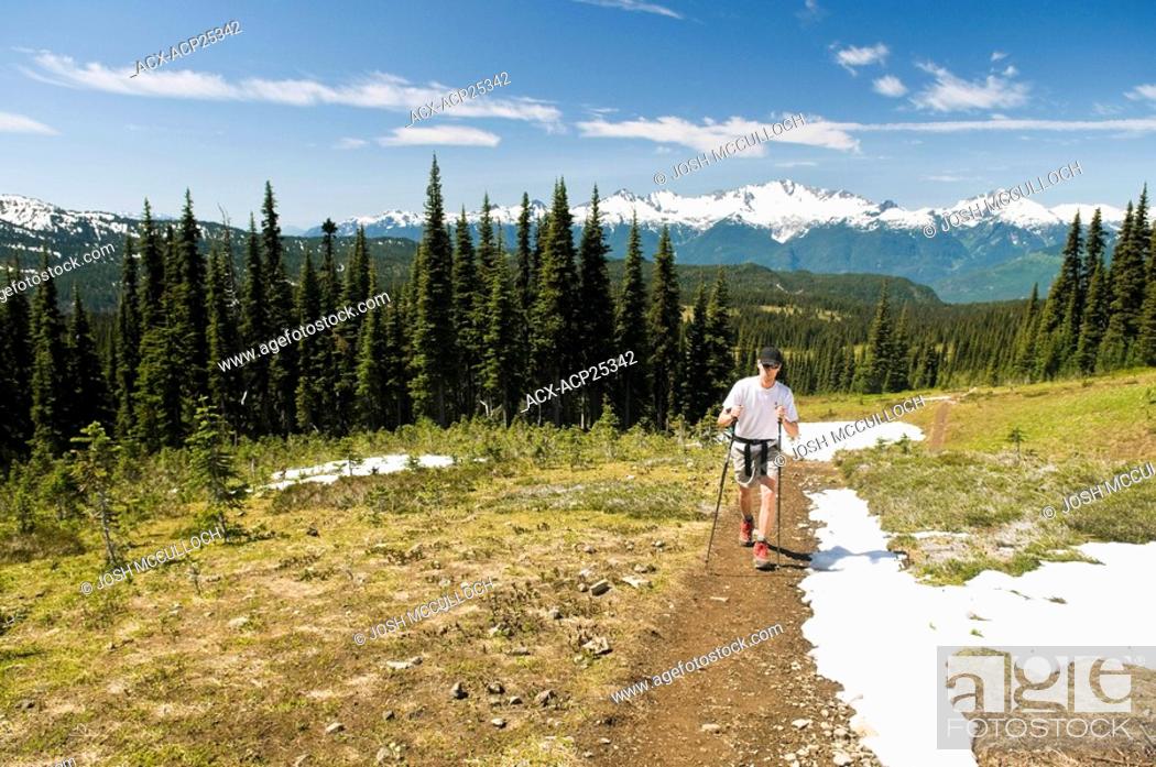 Stock Photo: A HIker en Route to the Black Tusk in Garibaldi Provincial Park near Whistler BC.