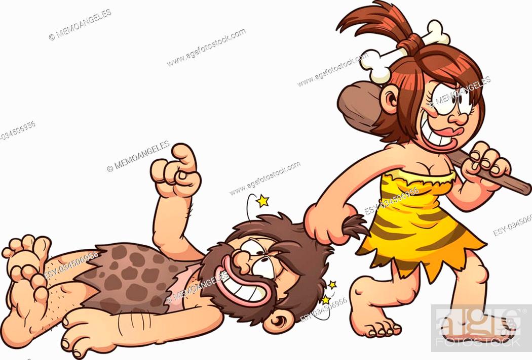Cave woman dragging caveman clip art. Vector cartoon illustration with  simple gradients, Stock Vector, Vector And Low Budget Royalty Free Image.  Pic. ESY-034506956 | agefotostock