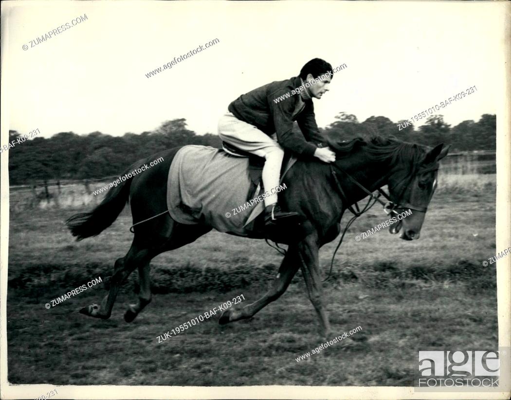 Stock Photo: Oct. 10, 1955 - Captain Townsend goes riding once again.: Group captain Townsend who spent the week-end at Allanbay Lodge, Binfield, Berks.