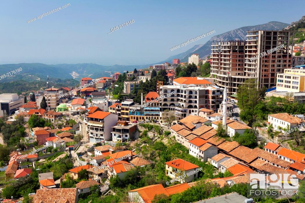 Stock Photo: Albania, Kruja, elevated town view.