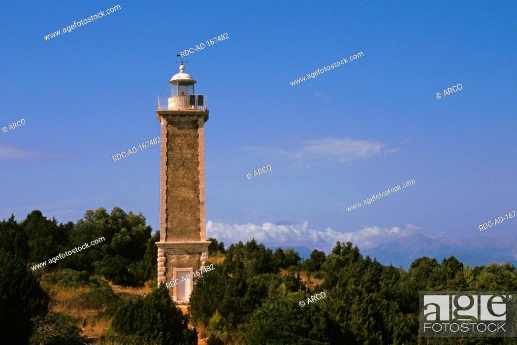 Stock Photo: Lighthouse, Fiskardo, Kefalonia Island, Ionian Islands, Greece, Fiscardo, Cephalonia.