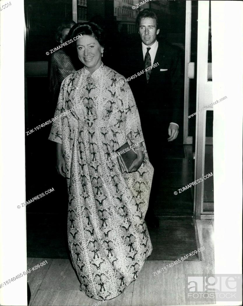 Stock Photo: Apr. 05, 1974 - April 5th, 1974 Princess Margaret attends wine auction ?¢‚Ç¨‚Äú Princess Margaret and her husband Lord Snowdon seen arriving at the Park Tower.