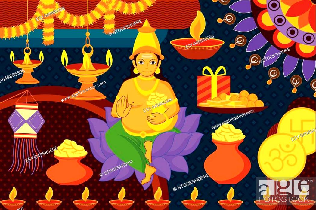 vector illustration of Happy Diwali festival background kitsch art India,  Stock Vector, Vector And Low Budget Royalty Free Image. Pic. ESY-049886506  | agefotostock