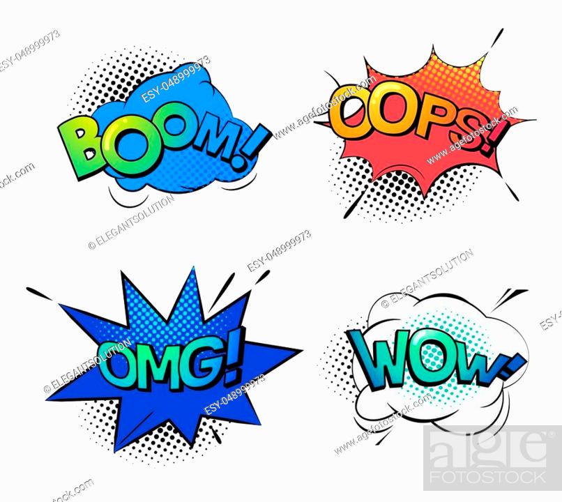 Cartoon bubble comic speech exclamation and replicas. Sound onomatopoeia  for explosion like boom, Stock Vector, Vector And Low Budget Royalty Free  Image. Pic. ESY-048999973 | agefotostock