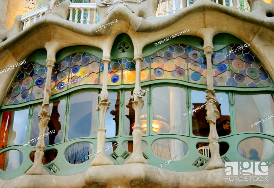Stock Photo: Casa Batlló (Batlló House, Gaudí, 1904-1906) at the Passeig de Gràcia. Barcelona. Spain.