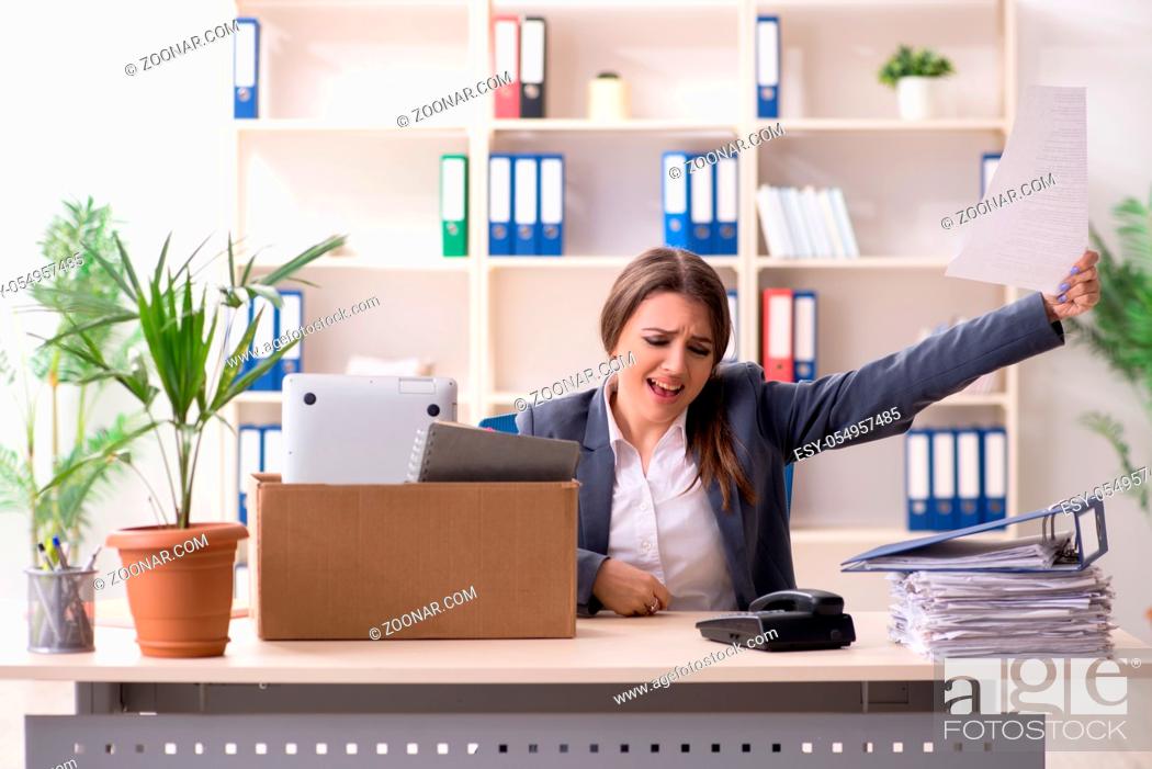 Stock Photo: Dismissal and firing concept with woman employee.