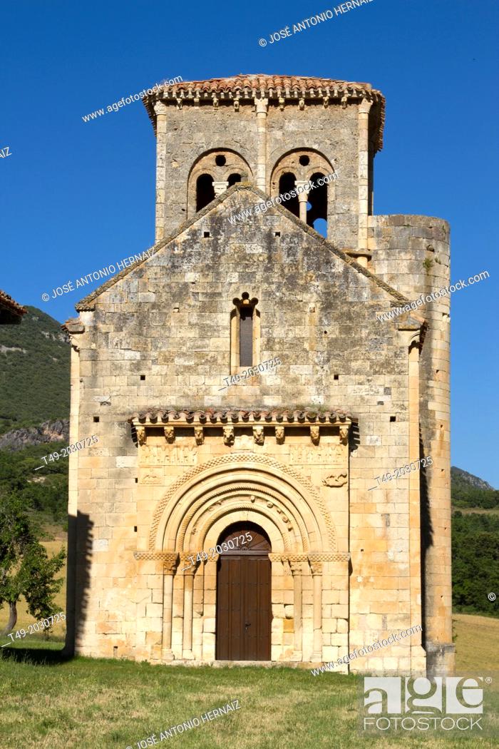 Stock Photo: San pedro de Tejada romanesque church in Puente Arenas, Burgos province, Castilla-Leon, Spain.