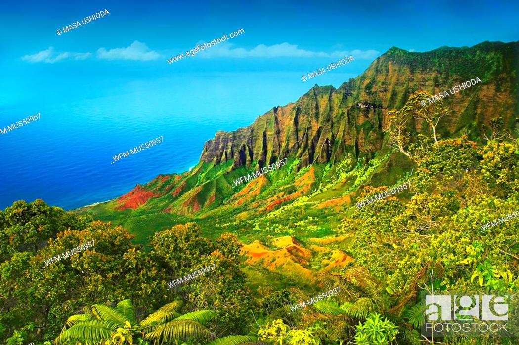 Photo de stock: Kalalau Valley at Na Pali Coast, Kauai, Hawaii, USA.