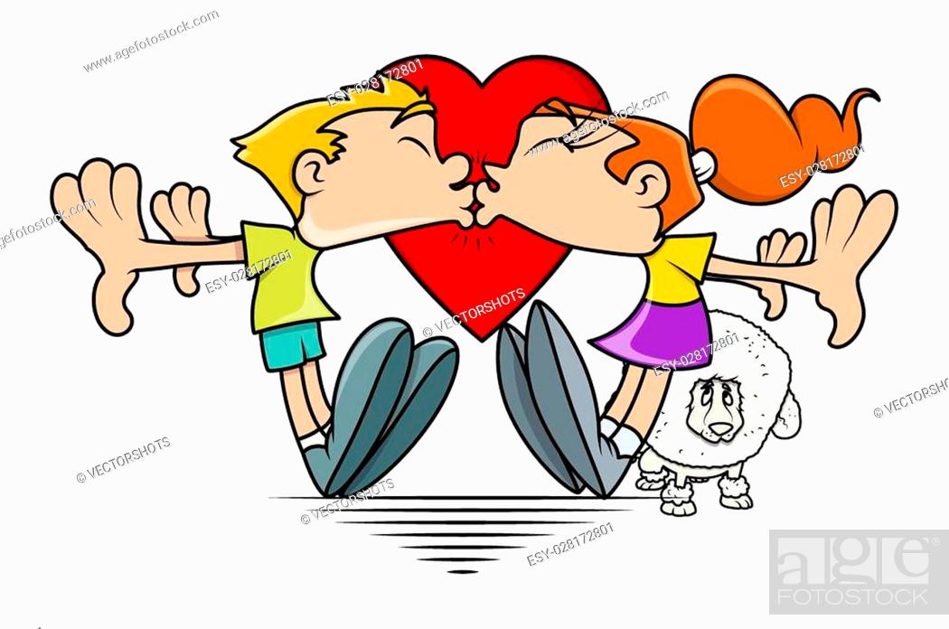 Funny Cartoon Young Boy and Girl Making Fun Kissing Each Other Vector  Illustration, Stock Vector, Vector And Low Budget Royalty Free Image. Pic.  ESY-028172801 | agefotostock